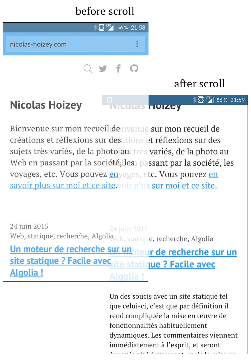 The font-size increases when the user scrolls