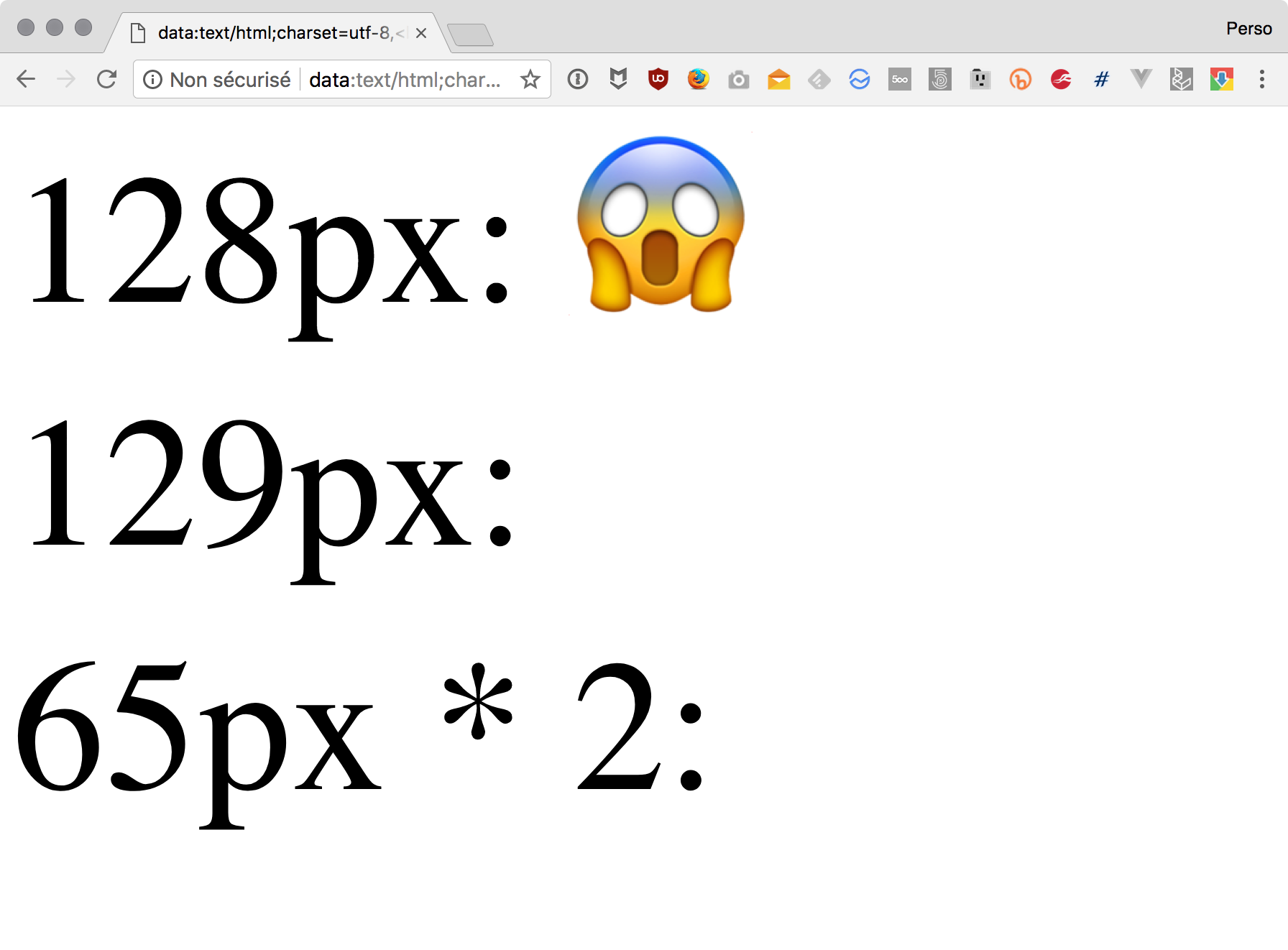 Chrome doesn't show a `65px` emoji scaled twice either